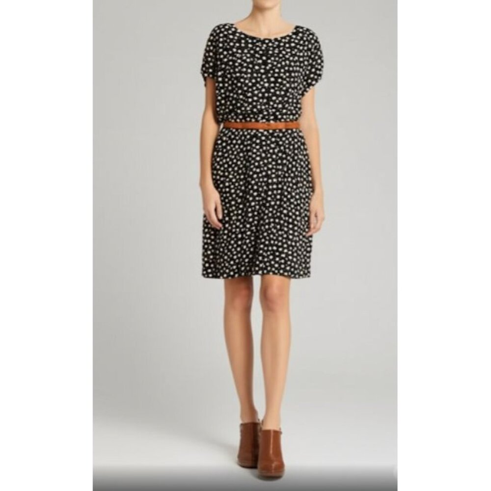 ASOS Navy & Yellow Polka Dot Short Sleeve Dress With Pockets Size L